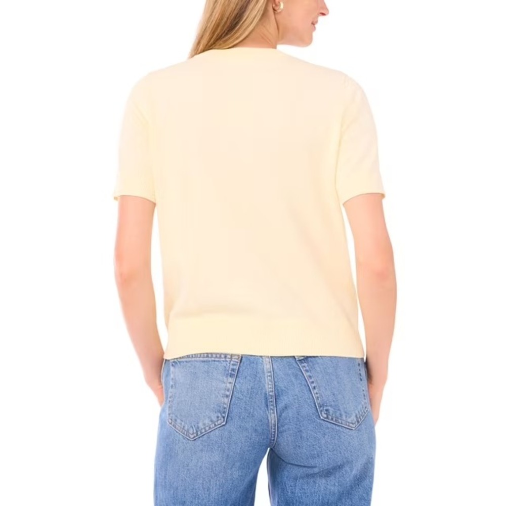 Vince Camuto Womens Mama Short Sleeve Sweater Yellow XL Pullover NWT - Picture 3 of 5